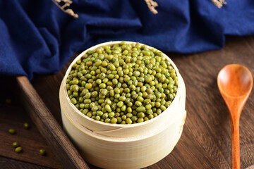 Mung beans on the background of retro Chinese style