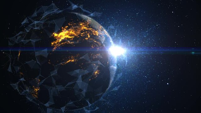 Map of the planet. World map. Global social network. Future. Blue futuristic background with planet Earth.