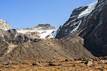 Himalayan Landscape in Khare on the route to Mera Peak in Nepal.