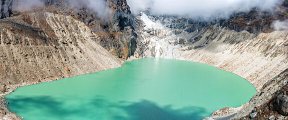 View at the Sabai Tsho Lake and Sabai Glacier in Nepal near Thangnag