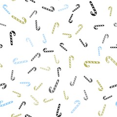 Light Blue, Yellow vector seamless layout with christmas sweet desserts.