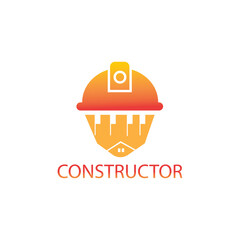 creative logo construction, illustration of a helmet and a building with color vector design