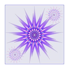 17 pt geometric star in purple and pink, on a pastel purple background