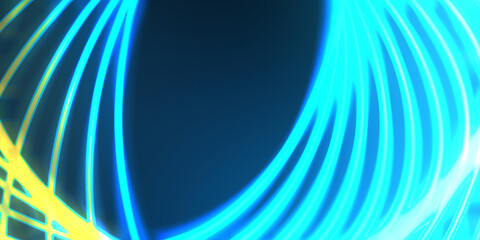 Neon colorful abstract design of light waves. Digital background with neon light glowing effect. Bright rays wallpaper.