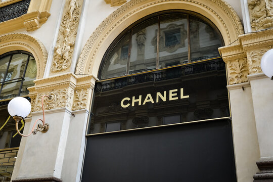 Milan, Italy - September 24, 2017:  Chanel store in Milan. Fashion week Chanel shopping