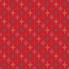 Christmas star design background seamless repeat pattern. Perfect for winter themed packaging, happy holidays themed wallpaper, xmas gift, scrapbooking, or giftwrap projects. Surface pattern design.