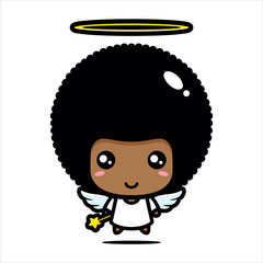 Vector design of cute afro characters as angels