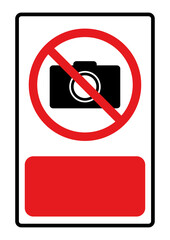 No photography sign With a red background for text input Vector illustration
