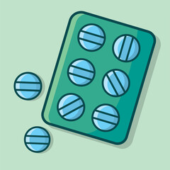 tablet strip for healthcare and medicine concept isolated vector illustration in flat style