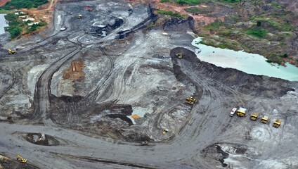 Coal mining activities seen from above.