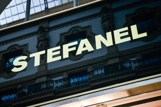 Milan, Italy - September 24, 2017:  Stefanel store in Milan. Fashion week Stefanel shopping