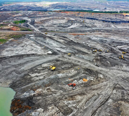 Coal mining activities seen from above.