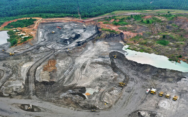 Coal mining activities seen from above.