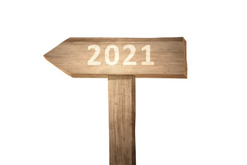 2021 in wooden plank sign