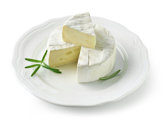 fresh brie cheese on white plate