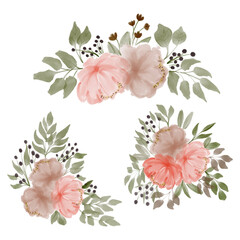 watercolor peony floral arrangement illustration