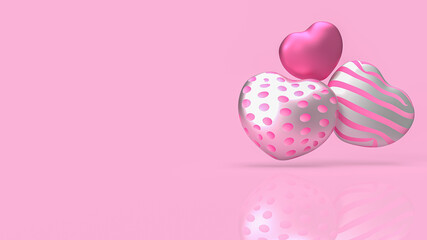 The three heart on pink background  for valentines day holiday content 3d rendering.