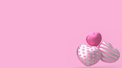 The three heart on pink background  for valentines day holiday content 3d rendering.