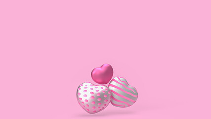 The three heart on pink background  for valentines day holiday content 3d rendering.