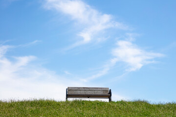 Bench At The Dike, East Frisia, Lower Saxony, Germany, Europe