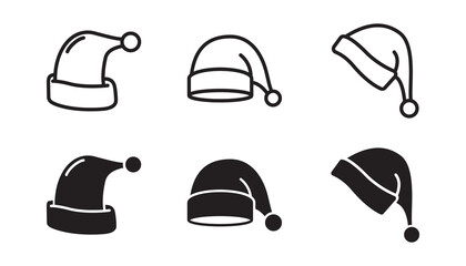 Santa hat icon set. Vector graphic illustration. Suitable for website design, logo, app, template, and ui. 