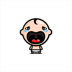 Cute crying baby character vector design