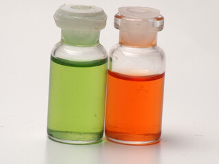 Close up shoot of vaccine on a bottle, capture on white isolated background