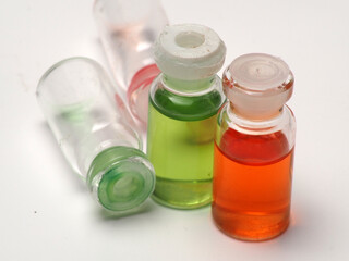 Close up shoot of vaccine on a bottle, capture on white isolated background