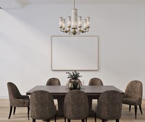 mockup poster in modern simple dinning room