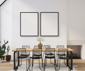 mockup poster in modern simple dinning room