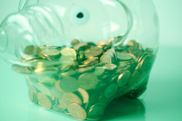 piggy bank with euro coins