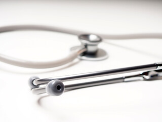 Close up Shoot of medical instruments such as face mask, googles, 
stethoscope, on an isolated white background