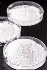 Calcium carbonate, the result of the reaction of calcium oxide with carbon dioxide. Being prepared...
