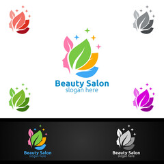 Fototapeta na wymiar Natural Salon Fashion Logo for Beauty Hairstylist, Cosmetics, or Boutique