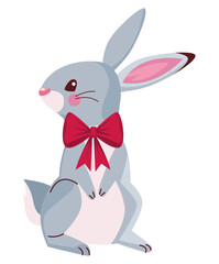 cute little rabbit with christmas bow