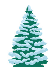 happy merry christmas pine tree with snow