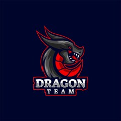 Vector Logo Illustration Dragon E-Sport and Sport Style.
