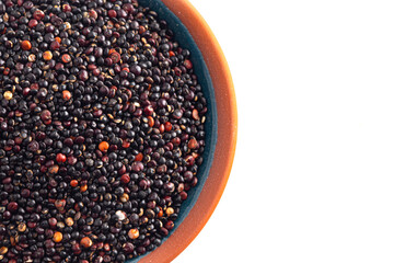 Bowl of Black Quinoa Isolated on a White Background
