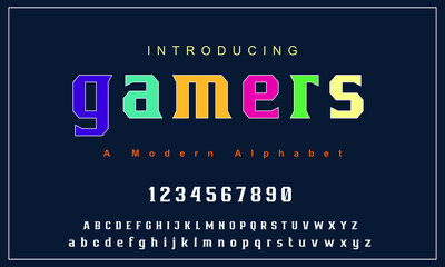 Gamers font. Abstract modern urban alphabet fonts. Typography sport, technology, fashion, digital, future creative logo font. vector illustration