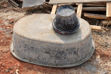 Cement mixing equipment on construction site