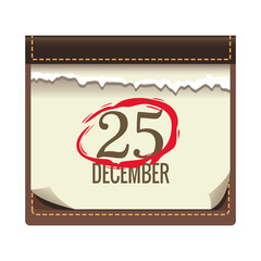 calendar with 25 december date christmas icon