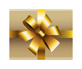 happy merry christmas golden gift and bow