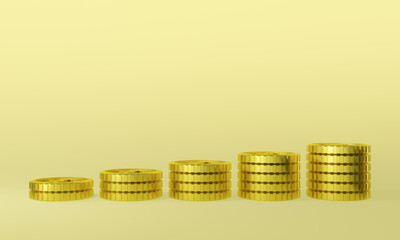 3D rendered gold coins. Money profit.