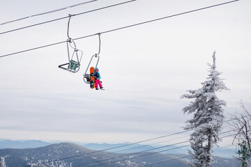 Fototapeta na wymiar Ski cable car chair