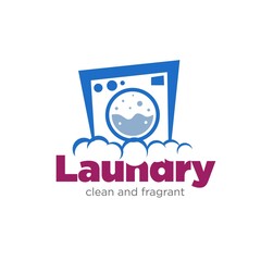 laundry machine for wash service logo designs fast and clean