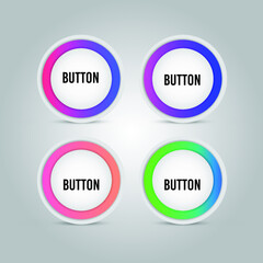 Set vector of button icons. 3D button concept. Eps10 vector illustration.