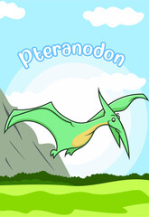 Cute Dinosaur Pteranodon cartoon character vector illustration   © muhammad