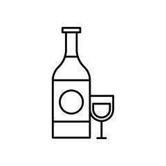 wine bottle and cup line style icon