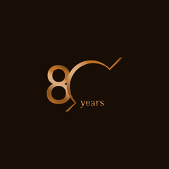 80 Years Anniversary Celebration Brown Line Vector Template Design Illustration