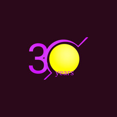 30 Years Anniversary Celebration Circle Purple Vector Template Design Illustration